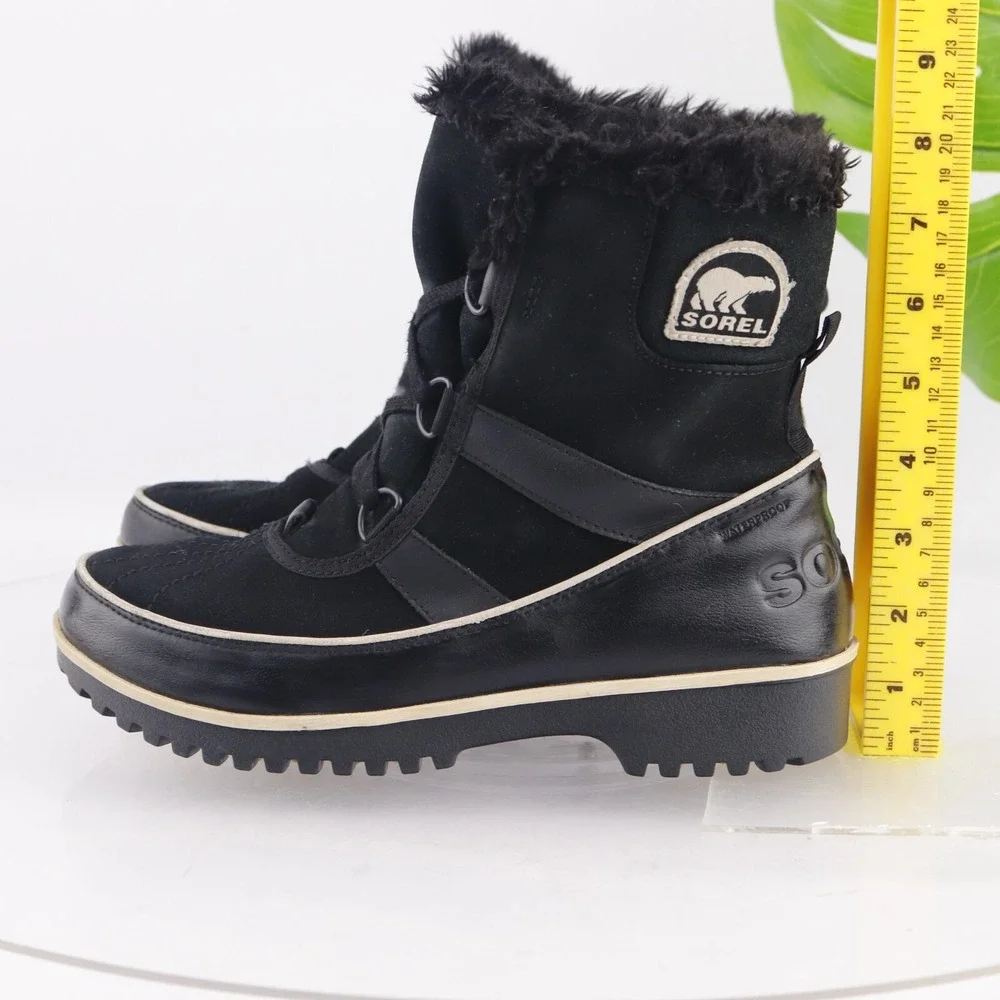 Sorel Womens Tivoli II Snow Boots Size 8 Waterproof Black Suede Lace Up Booties